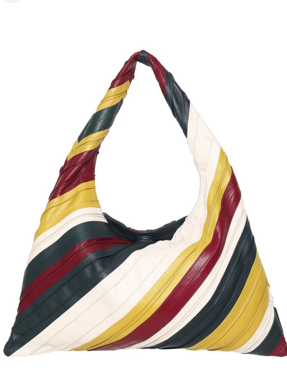 Walter Baker Striped Leather Shoulder Bag - White, Yellow, Burgundy, Dark Green